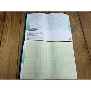 2 Wilson Jones Columnar Pad 92013 Green With 13 Columns Three Hole 11"X16 3/8"